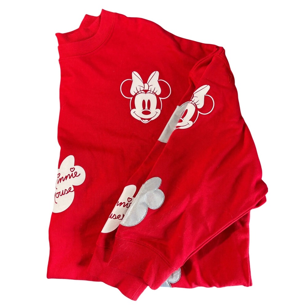 Disney Parks Minnie Mouse Red Crewneck Sweatshirt Sequin Minnie Icons Size 2X